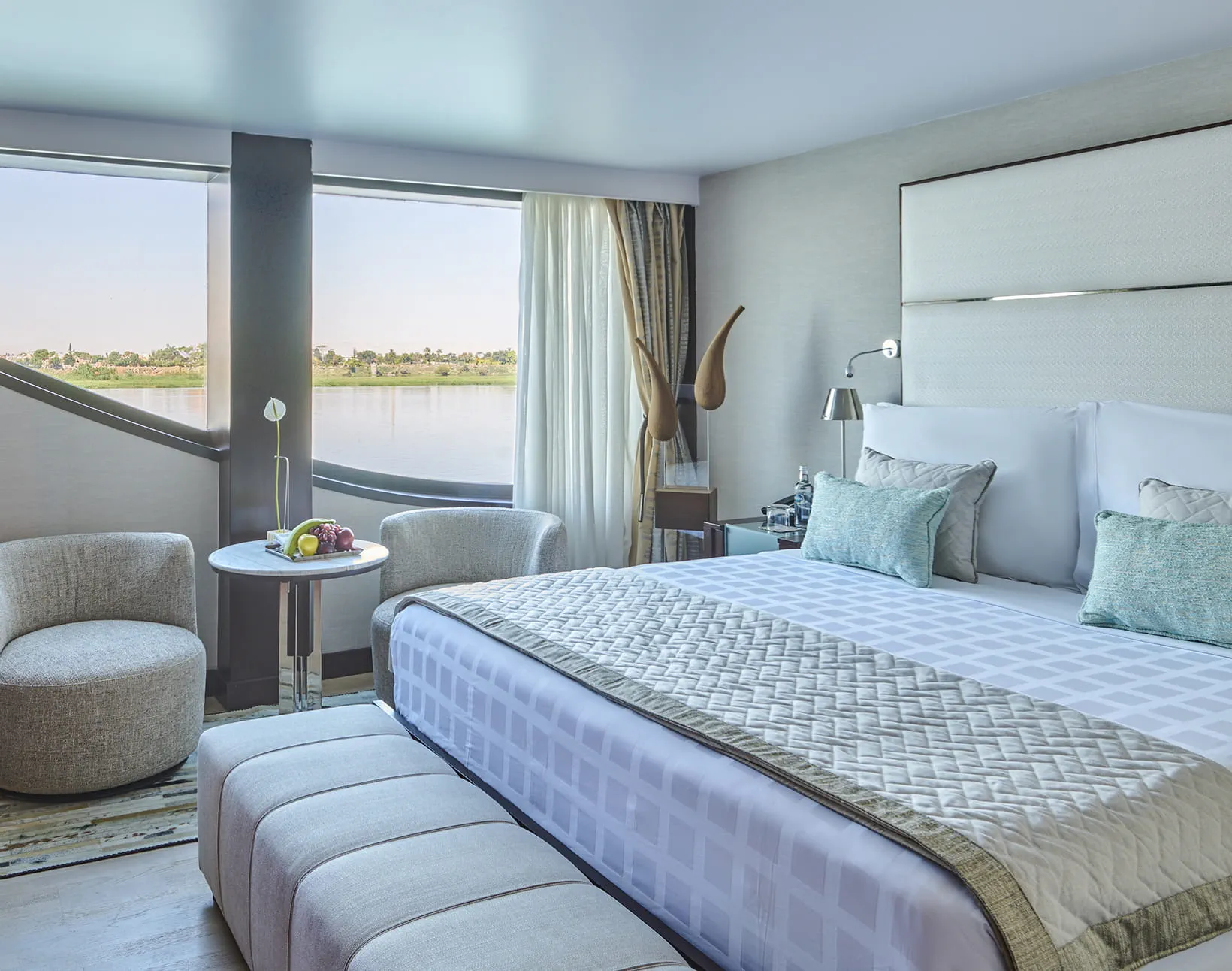 Cabin aboard the The Oberoi Zahra, Luxury Nile Cruiser Nile cruise